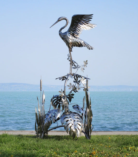 Reiher im Wildnis (edelstahl) 103x108x218  22kg