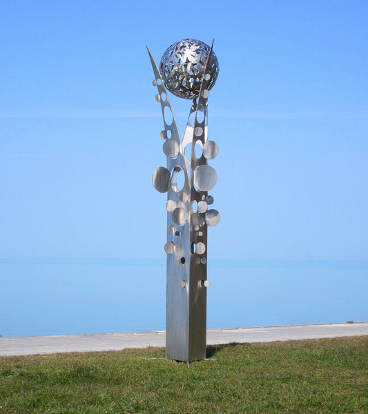 Dreieck-Säule mit Kugel (edelstahl) 70x75x268  19kg