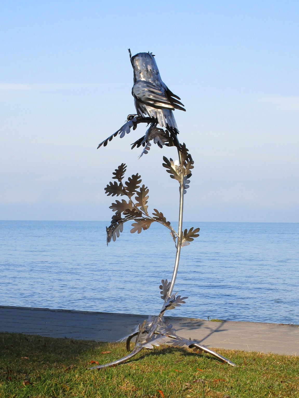 Eule am großen Ast (edelstahl) 78x87x170  6,9kg