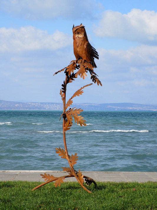 Eule am großen Ast (rostig) 78x87x170  6,9kg